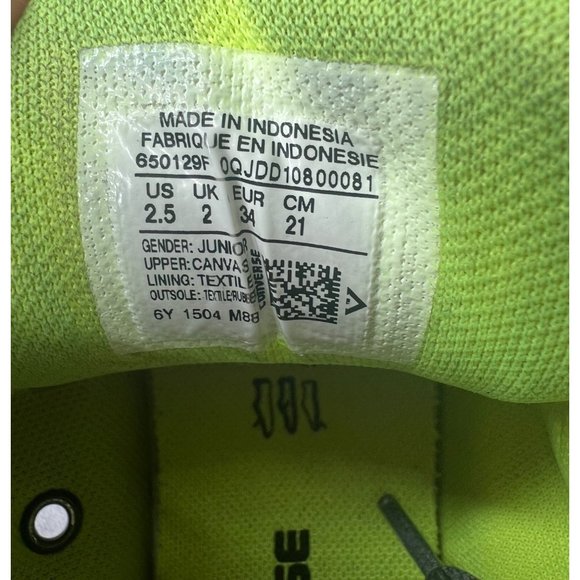 Converse Chunk Taylor All Star Kids' Sneakers Stylish Gray & Neon Green Size 2.5 - Picture 10 of 10